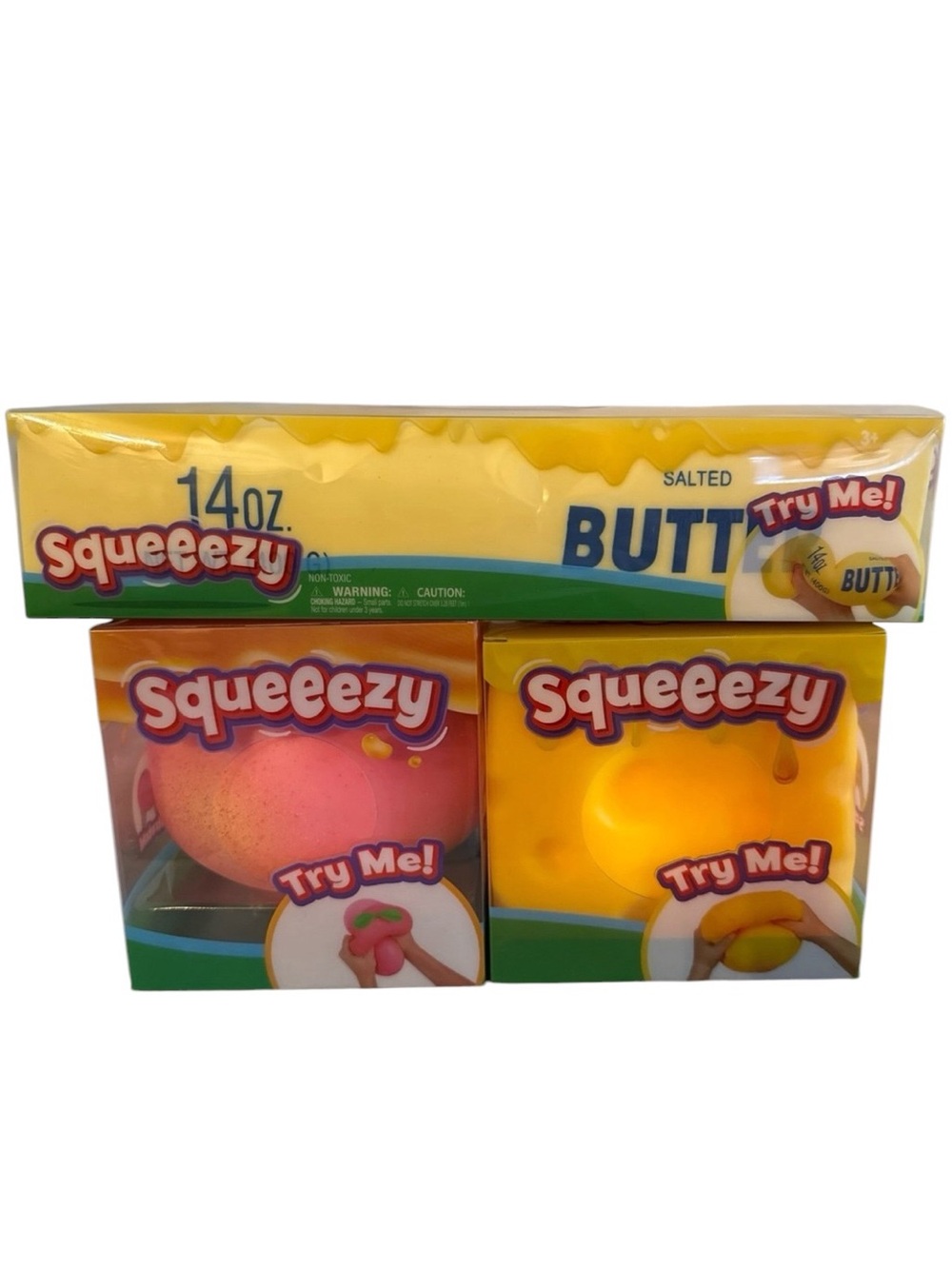 VIRAL Jumbo Butter Cheese Peach Sunny Days Squeezy Squishy Fidget Toy Bundle